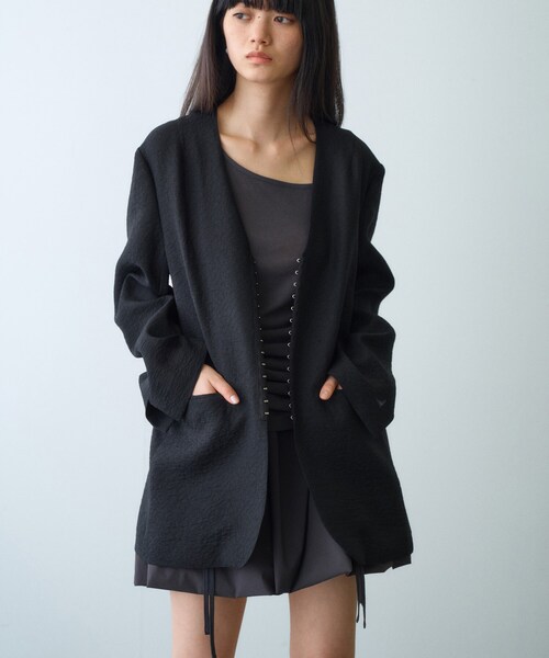 CODE A（コードエー）の「◆sheer jacquard jacket（テーラードジャケット・レディース・ブラック/ホワイト・00）」の12枚目の写真