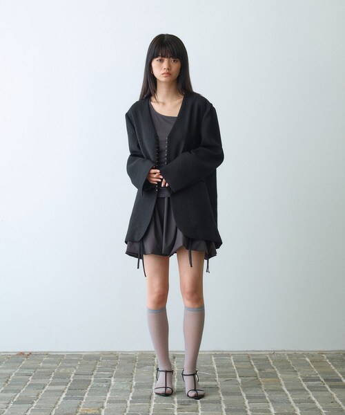 CODE A（コードエー）の「◆sheer jacquard jacket（テーラードジャケット・レディース・ブラック/ホワイト・00）」の14枚目の写真