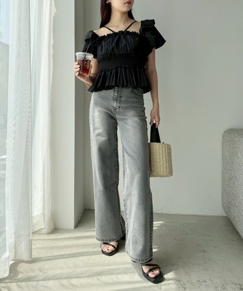 one after another NICE CLAUP（ワンアフターアナザーナイスクラップ）の「ワイドデニムパンツ（デニムパンツ・レディース・ライトグレー/ブルー/ライトブルー・SMALL/MEDIUM）」の18枚目の写真