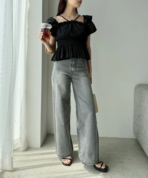 one after another NICE CLAUP（ワンアフターアナザーナイスクラップ）の「ワイドデニムパンツ（デニムパンツ・レディース・ライトグレー/ブルー/ライトブルー・SMALL/MEDIUM）」の19枚目の写真