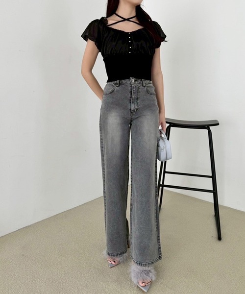 one after another NICE CLAUP（ワンアフターアナザーナイスクラップ）の「ワイドデニムパンツ（デニムパンツ・レディース・ライトグレー/ブルー/ライトブルー・SMALL/MEDIUM）」の17枚目の写真