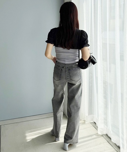 one after another NICE CLAUP（ワンアフターアナザーナイスクラップ）の「ワイドデニムパンツ（デニムパンツ・レディース・ライトグレー/ブルー/ライトブルー・SMALL/MEDIUM）」の13枚目の写真