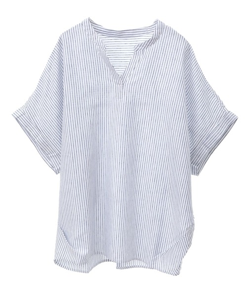SOFFITTO(ソフィット)の「やわさらリネンバンドカラーシャツ(取り扱い店舗限定)(シャツ/ブラウス・レディース・ベージュ/ネイビー/その他1/その他2/セージグリーン/オフホワイト・FREE)」の1枚目の写真