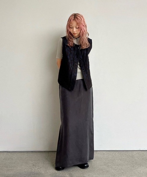 AGAWD♡Jacquard Vest♡ジャガードベスト♡送料込み アガウド ASEEDONCLOUD - Flower Jacquard Knit Vest - BLACK アシードン