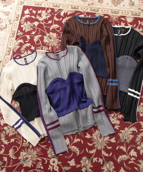 ベアトップシアーリブニット（Tシャツ/カットソー）｜AULA AILA