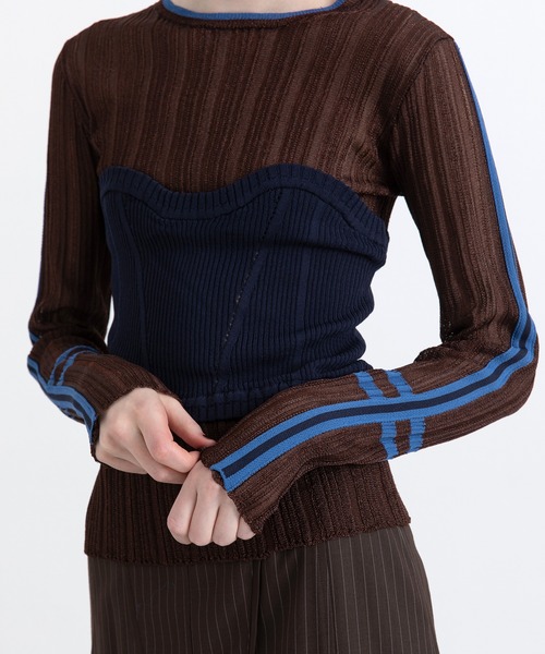 AULA AILA（アウラアイラ）の「ベアトップシアーリブニット（Tシャツ/カットソー・レディース・ブラック/オフホワイト/グレー/ブラウン・0）」の22枚目の写真