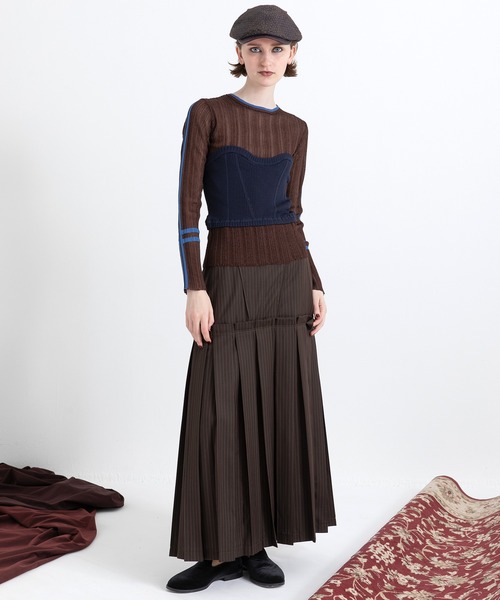 AULA AILA（アウラアイラ）の「ベアトップシアーリブニット（Tシャツ/カットソー・レディース・ブラック/オフホワイト/グレー/ブラウン・0）」の16枚目の写真