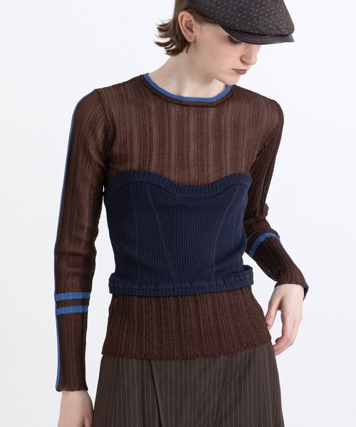 ベアトップシアーリブニット（Tシャツ/カットソー）｜AULA AILA