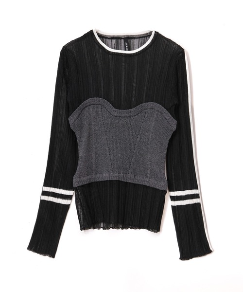 AULA AILA（アウラアイラ）の「ベアトップシアーリブニット（Tシャツ/カットソー・レディース・ブラック/オフホワイト/グレー/ブラウン・0）」の12枚目の写真