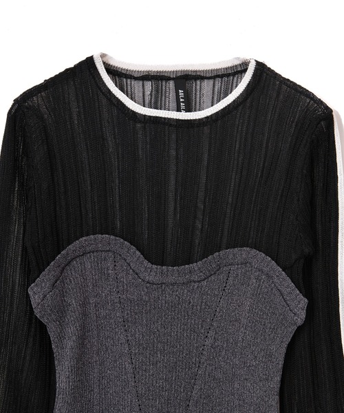 AULA AILA（アウラアイラ）の「ベアトップシアーリブニット（Tシャツ/カットソー・レディース・ブラック/オフホワイト/グレー/ブラウン・0）」の15枚目の写真