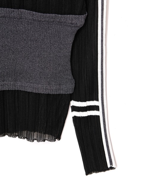 AULA AILA（アウラアイラ）の「ベアトップシアーリブニット（Tシャツ/カットソー・レディース・ブラック/オフホワイト/グレー/ブラウン・0）」の13枚目の写真