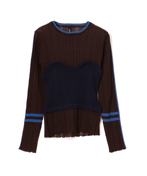 AULA AILA（アウラアイラ）の「ベアトップシアーリブニット（Tシャツ/カットソー・レディース・ブラック/オフホワイト/グレー/ブラウン・0）」の10枚目の写真