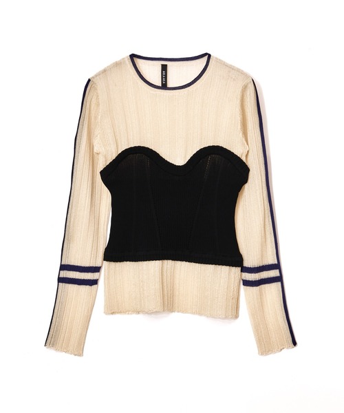 AULA AILA（アウラアイラ）の「ベアトップシアーリブニット（Tシャツ/カットソー・レディース・ブラック/オフホワイト/グレー/ブラウン・0）」の8枚目の写真