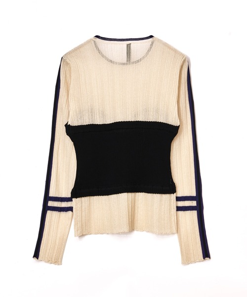 AULA AILA（アウラアイラ）の「ベアトップシアーリブニット（Tシャツ/カットソー・レディース・ブラック/オフホワイト/グレー/ブラウン・0）」の7枚目の写真