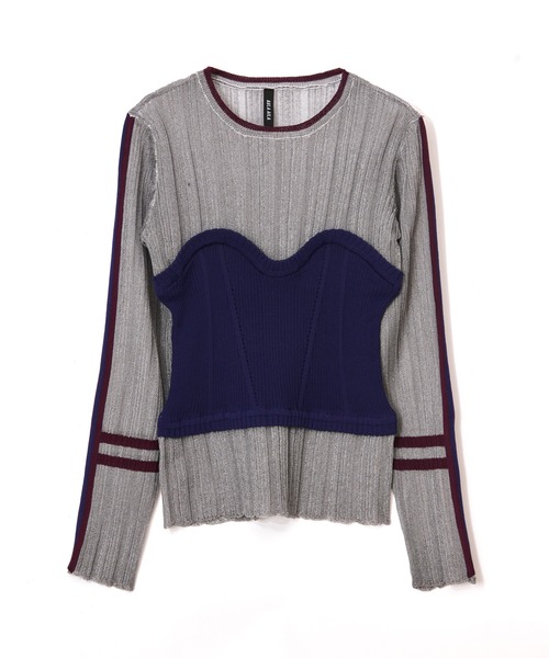 AULA AILA（アウラアイラ）の「ベアトップシアーリブニット（Tシャツ/カットソー・レディース・ブラック/オフホワイト/グレー/ブラウン・0）」の6枚目の写真