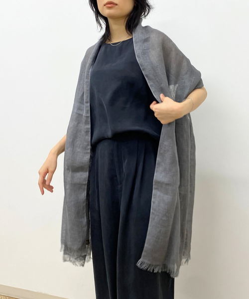 Rouge vif（ルージュヴィフ）の「【The Bagmati/ザ バグマティ】リネンストール（ストール/ショール・レディース・ライトベージュ/チャコールグレー・フリー）」の7枚目の写真
