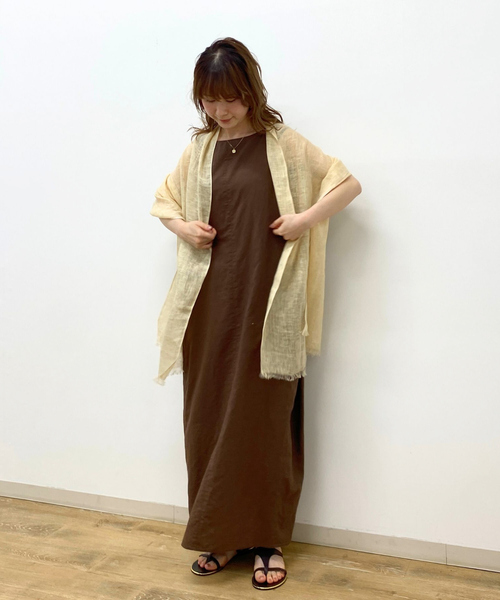 Rouge vif（ルージュヴィフ）の「【The Bagmati/ザ バグマティ】リネンストール（ストール/ショール・レディース・ライトベージュ/チャコールグレー・フリー）」の9枚目の写真