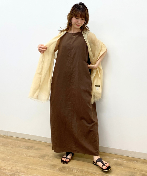 Rouge vif（ルージュヴィフ）の「【The Bagmati/ザ バグマティ】リネンストール（ストール/ショール・レディース・ライトベージュ/チャコールグレー・フリー）」の10枚目の写真