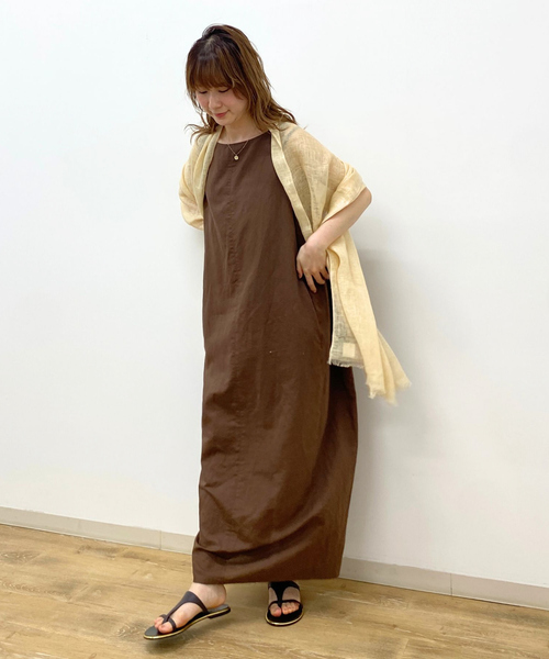 Rouge vif（ルージュヴィフ）の「【The Bagmati/ザ バグマティ】リネンストール（ストール/ショール・レディース・ライトベージュ/チャコールグレー・フリー）」の11枚目の写真