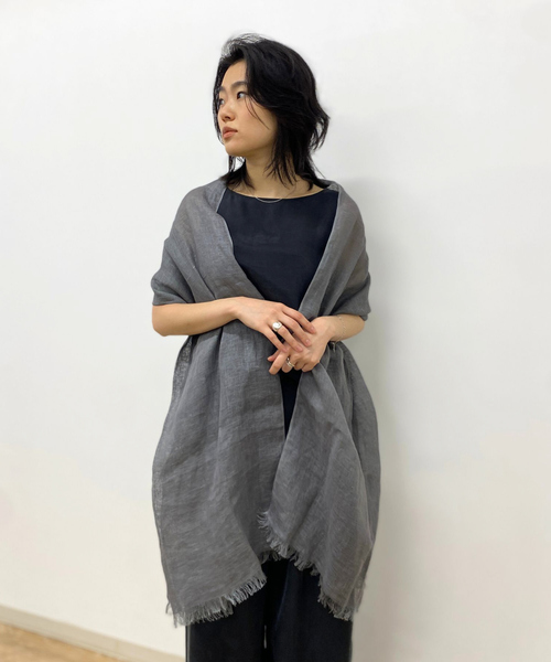 Rouge vif（ルージュヴィフ）の「【The Bagmati/ザ バグマティ】リネンストール（ストール/ショール・レディース・ライトベージュ/チャコールグレー・フリー）」の14枚目の写真