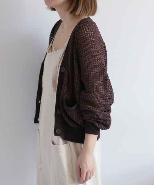 cepo（セポ）の「透かし編みミックスカラーVネックカーディガン（カーディガン/ボレロ・レディース・イエロー/ブラウン/オフホワイト・M）」の19枚目の写真