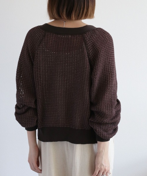 cepo（セポ）の「透かし編みミックスカラーVネックカーディガン（カーディガン/ボレロ・レディース・イエロー/ブラウン/オフホワイト・M）」の18枚目の写真