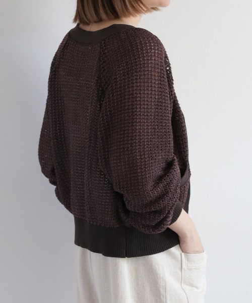 cepo（セポ）の「透かし編みミックスカラーVネックカーディガン（カーディガン/ボレロ・レディース・イエロー/ブラウン/オフホワイト・M）」の17枚目の写真