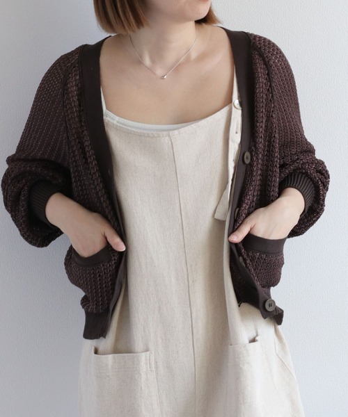 cepo（セポ）の「透かし編みミックスカラーVネックカーディガン（カーディガン/ボレロ・レディース・イエロー/ブラウン/オフホワイト・M）」の20枚目の写真