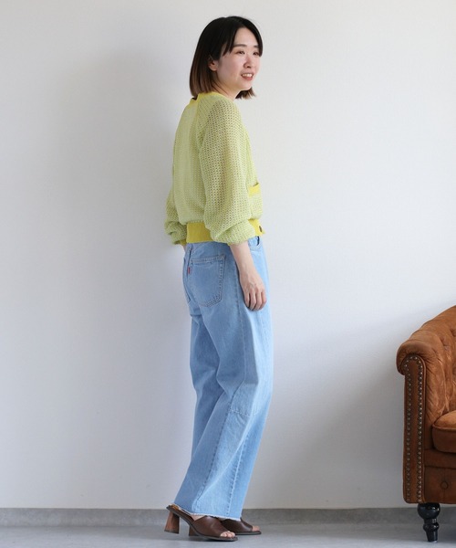 cepo（セポ）の「透かし編みミックスカラーVネックカーディガン（カーディガン/ボレロ・レディース・イエロー/ブラウン/オフホワイト・M）」の10枚目の写真