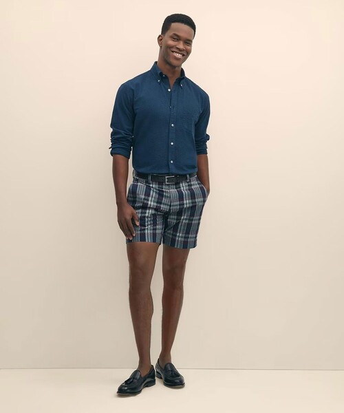 BROOKS BROTHERS(ブルックスブラザーズ)の「コットン シアサッカー マドラスチェック プレーンフロント 7inショーツ(その他パンツ・メンズ・ネイビー・32inch/30inch/36inch/38inch/34inch)」の5枚目の写真