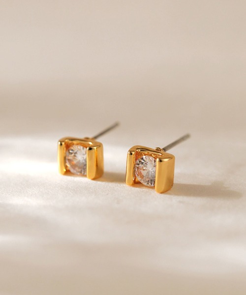 セール】YU-KA:スクエアビジュースタッドピアス square bijou