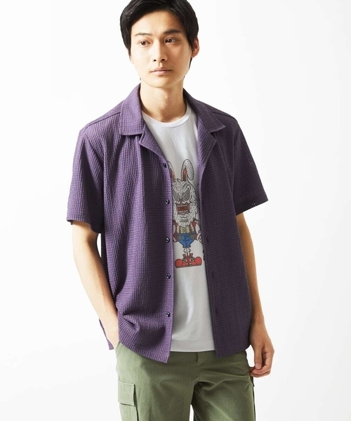 everyone エブリワン カジュアルシャツ XL 白x紺(ストライプ) 【古着
