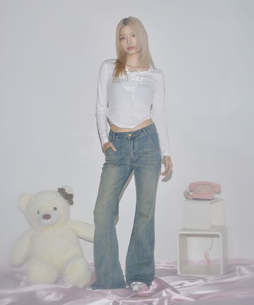 MSGirl(エムエスジーガール)の「レースアップサマーカットソー(Tシャツ/カットソー・レディース・ホワイト/グレー/ブラック・S/M/L)」の8枚目の写真