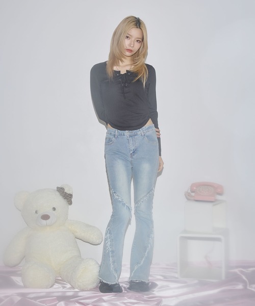 MSGirl(エムエスジーガール)の「レースアップサマーカットソー(Tシャツ/カットソー・レディース・ホワイト/グレー/ブラック・S/M/L)」の15枚目の写真