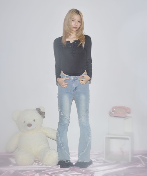 MSGirl(エムエスジーガール)の「レースアップサマーカットソー(Tシャツ/カットソー・レディース・ホワイト/グレー/ブラック・S/M/L)」の16枚目の写真