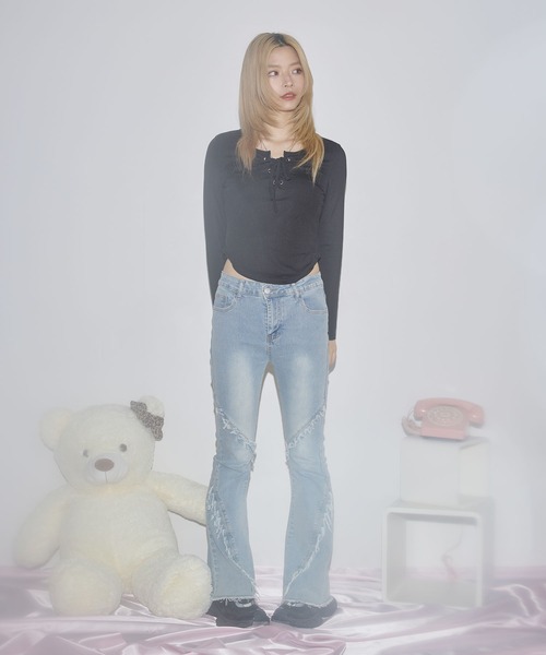 MSGirl(エムエスジーガール)の「レースアップサマーカットソー(Tシャツ/カットソー・レディース・ホワイト/グレー/ブラック・S/M/L)」の17枚目の写真