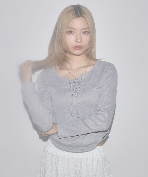 MSGirl(エムエスジーガール)の「レースアップサマーカットソー(Tシャツ/カットソー・レディース・ホワイト/グレー/ブラック・S/M/L)」の18枚目の写真