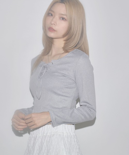 MSGirl(エムエスジーガール)の「レースアップサマーカットソー(Tシャツ/カットソー・レディース・ホワイト/グレー/ブラック・S/M/L)」の19枚目の写真