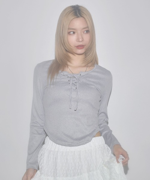 MSGirl(エムエスジーガール)の「レースアップサマーカットソー(Tシャツ/カットソー・レディース・ホワイト/グレー/ブラック・S/M/L)」の20枚目の写真