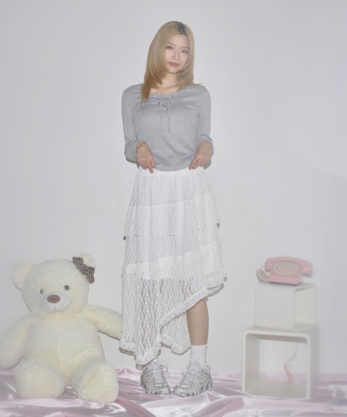 MSGirl(エムエスジーガール)の「レースアップサマーカットソー(Tシャツ/カットソー・レディース・ホワイト/グレー/ブラック・S/M/L)」の22枚目の写真