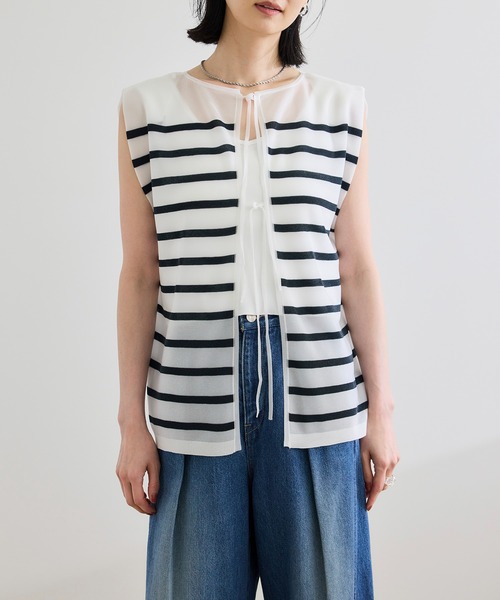 ROPE'(ロペ)の「シャイニー2WAYリボンブラウス/洗える(シャツ/ブラウス・レディース・シルバー/ブラック/ネイビー・FREE)」の4枚目の写真