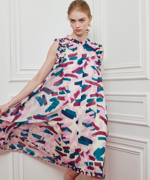 完売品　LOULOU WILLOUGHBY コスメティックプリントワンピース ◇ LOULOU WILLOUGHBY コスメティックプリントワンピース