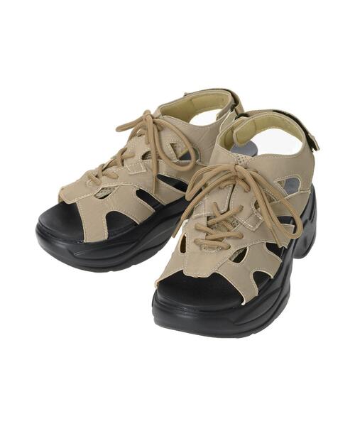 ehka sopo（エヘカソポ）の「レースアップスポーツサンダル（サンダル・レディース・ブラック/ベージュ/カーキ・M/L）」の14枚目の写真