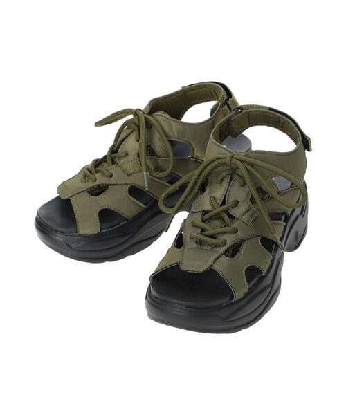 ehka sopo（エヘカソポ）の「レースアップスポーツサンダル（サンダル・レディース・ブラック/ベージュ/カーキ・M/L）」の15枚目の写真
