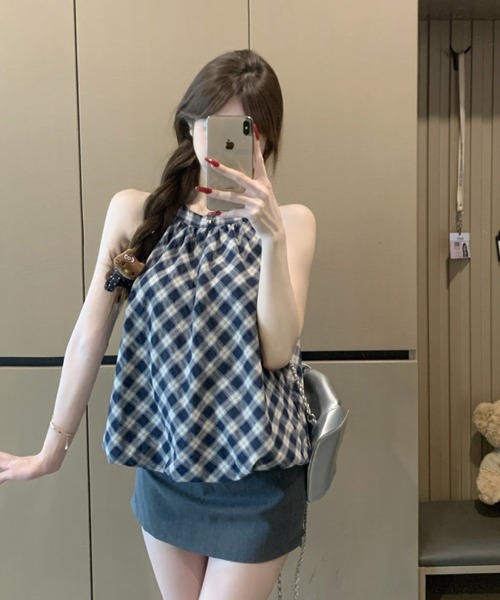 LAC-VERT（ラック・ヴェール）の「ホルターネックトップス（Tシャツ/カットソー・レディース・オフホワイト/ブラック/ネイビー/レッド・FREE）」の14枚目の写真