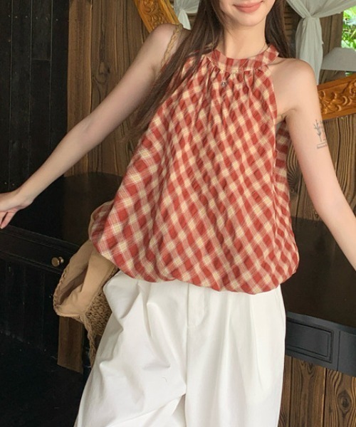 LAC-VERT（ラック・ヴェール）の「ホルターネックトップス（Tシャツ/カットソー・レディース・オフホワイト/ブラック/ネイビー/レッド・FREE）」の5枚目の写真