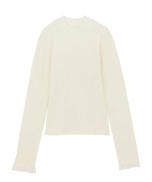 RANAN（ラナン）の「［26SS新色追加］もちもちタッチ　シアーフリルハイネックリブニット（ニット/セーター・レディース・アイボリー/ブラック/グレー/ボルドー/ネイビー/ピンク/ブルー・M/L/LL）」の11枚目の写真