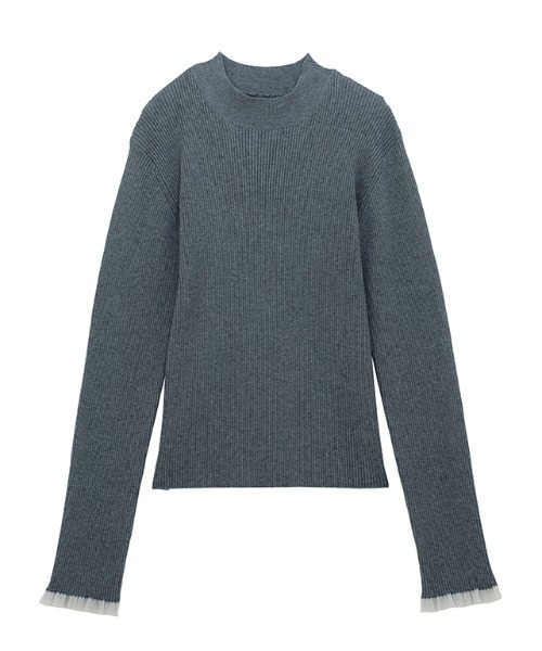 RANAN（ラナン）の「［26SS新色追加］もちもちタッチ　シアーフリルハイネックリブニット（ニット/セーター・レディース・アイボリー/ブラック/グレー/ボルドー/ネイビー/ピンク/ブルー・M/L/LL）」の13枚目の写真