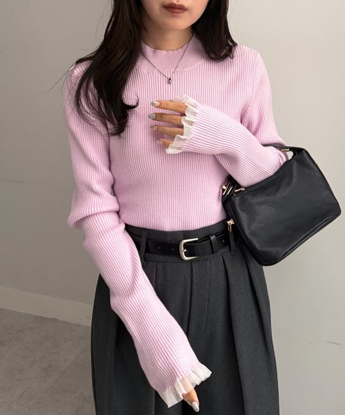 セール】［26SS新色追加］もちもちタッチ シアーフリルハイネック