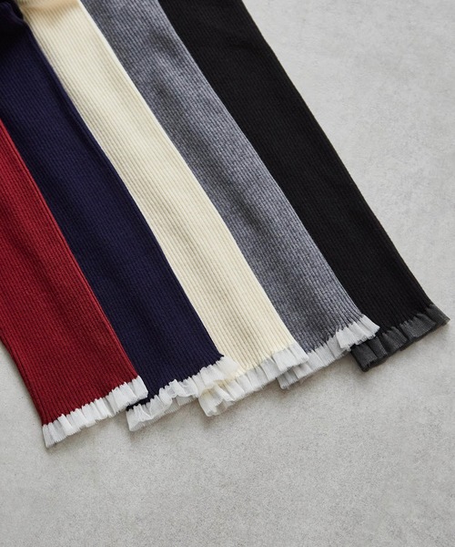 RANAN（ラナン）の「［26SS新色追加］もちもちタッチ　シアーフリルハイネックリブニット（ニット/セーター・レディース・アイボリー/ブラック/グレー/ボルドー/ネイビー/ピンク/ブルー・M/L/LL）」の10枚目の写真